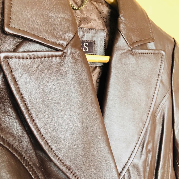 GUESS women genuine leather jacket coat S - Picture 6 of 6